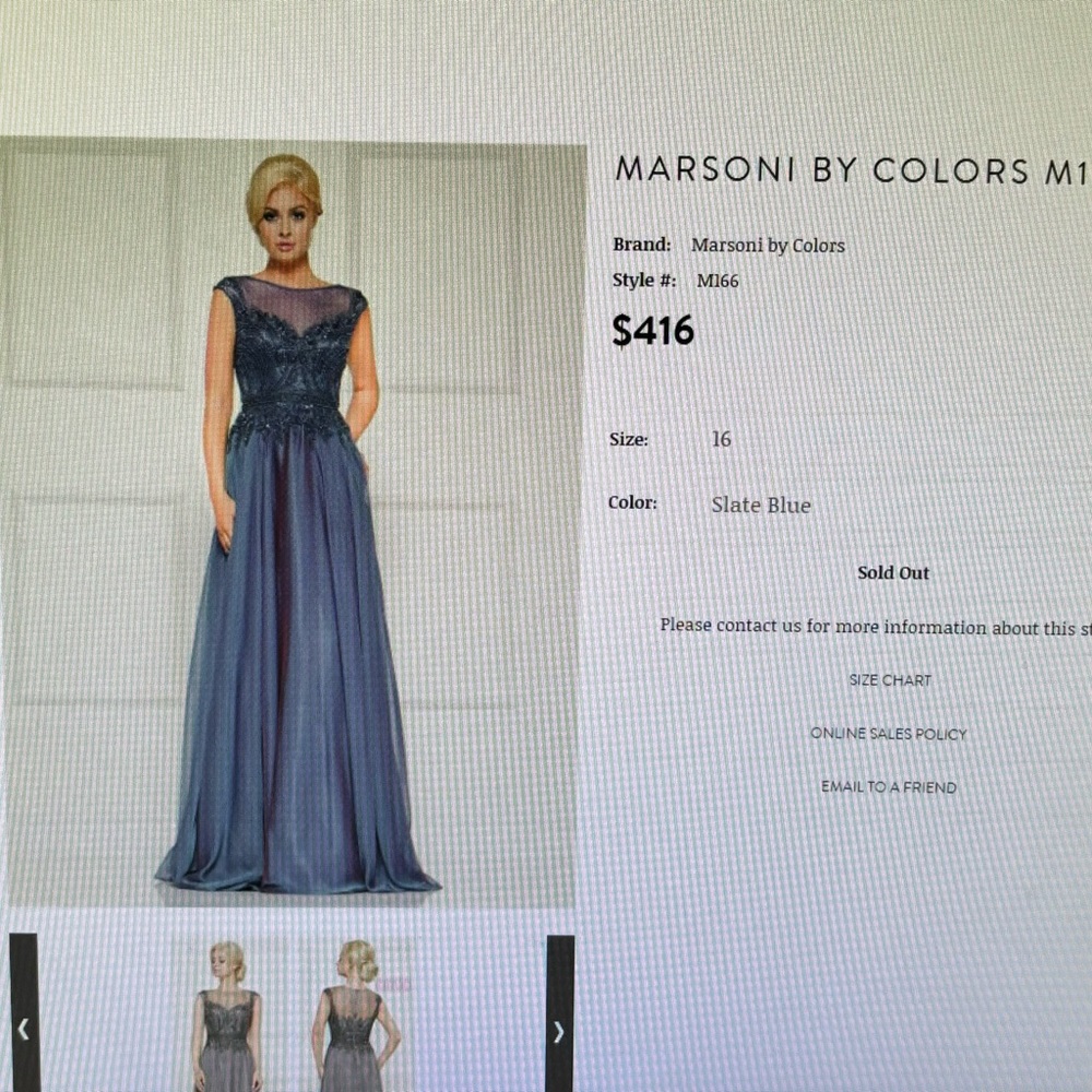 Marsoni - Size 16 gown - style M166 - Slate Blue